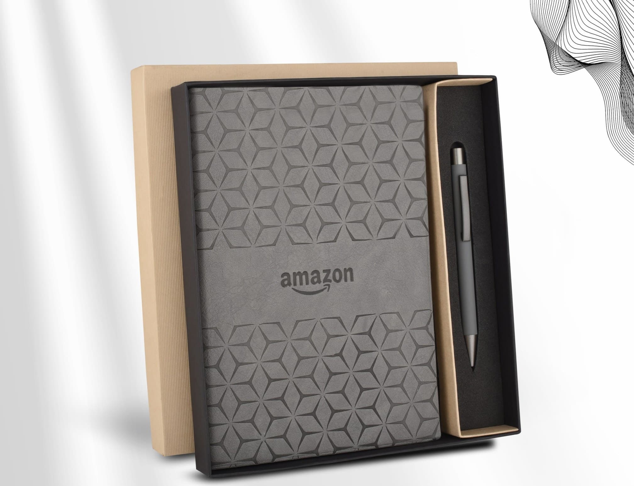 Geometric-Embossed Notebook & Pen Set