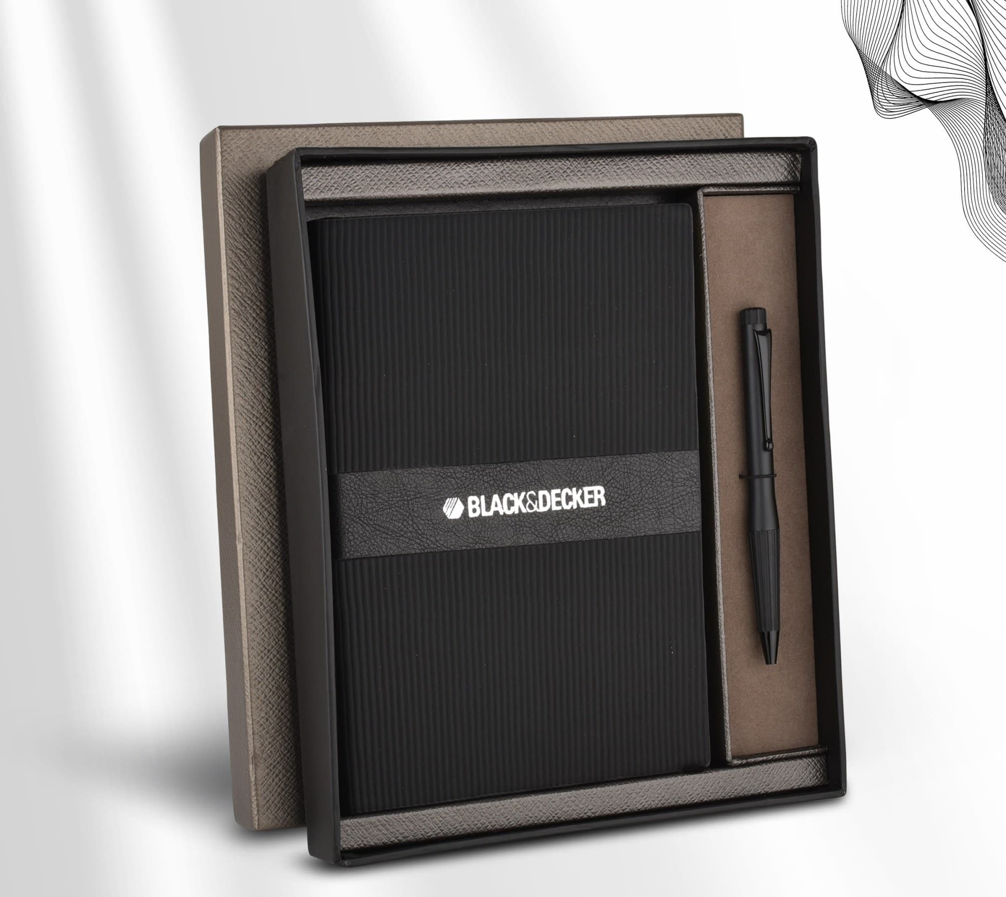Banded Ribbed Notebook & Pen Set