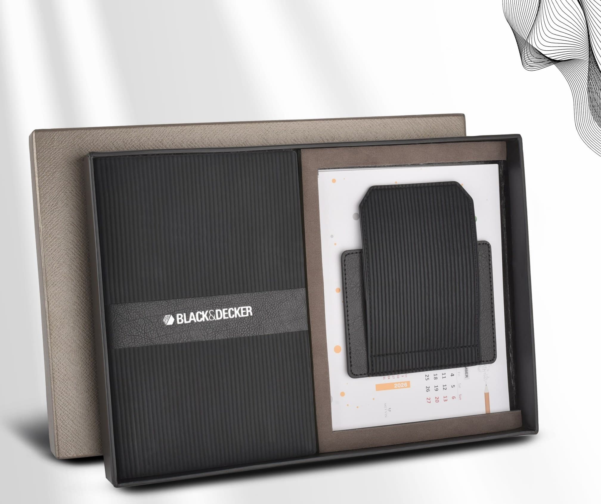 Ribbed Notebook & Desk Calendar Set