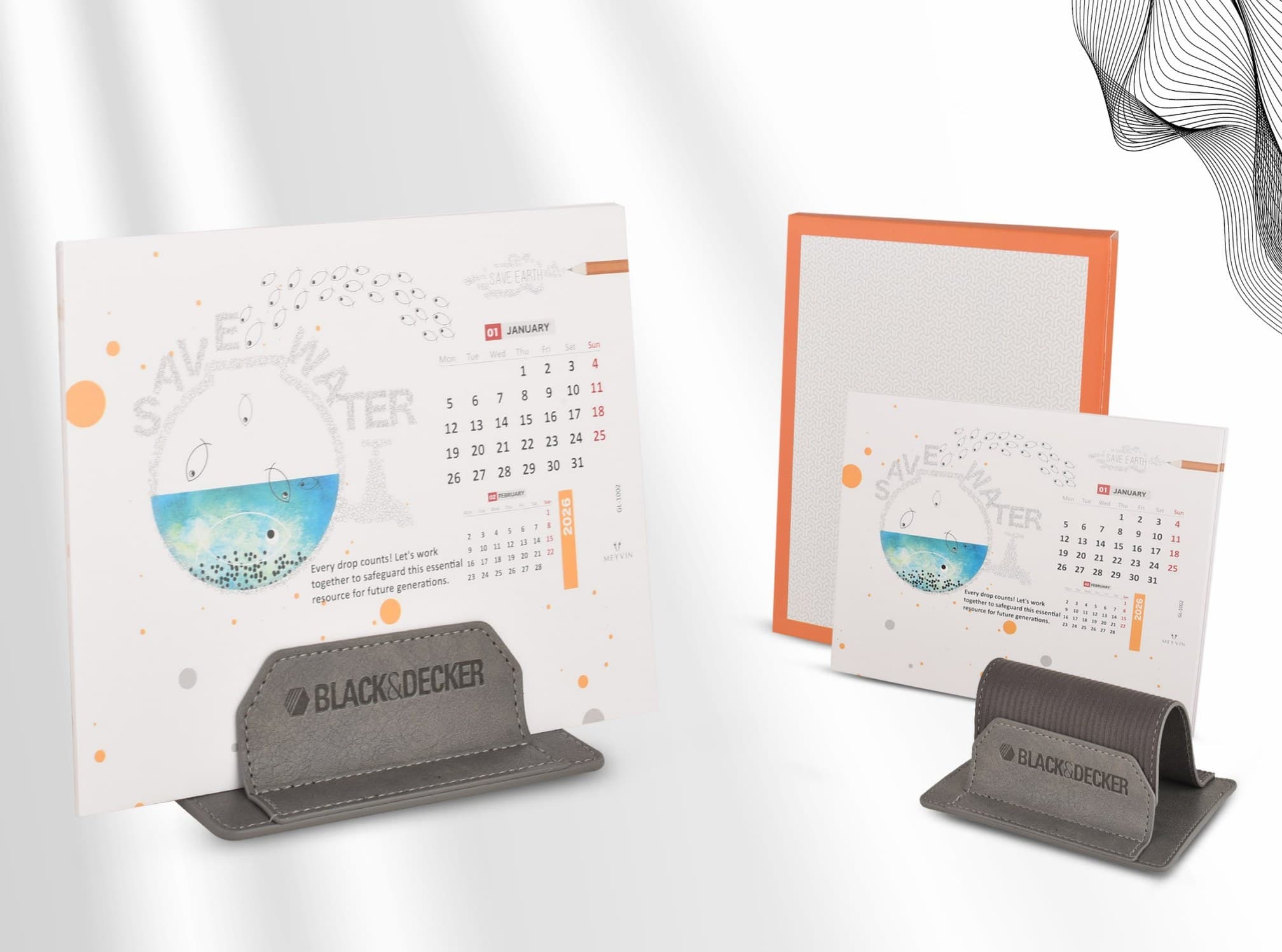 Desk Calendar with Leather Stand