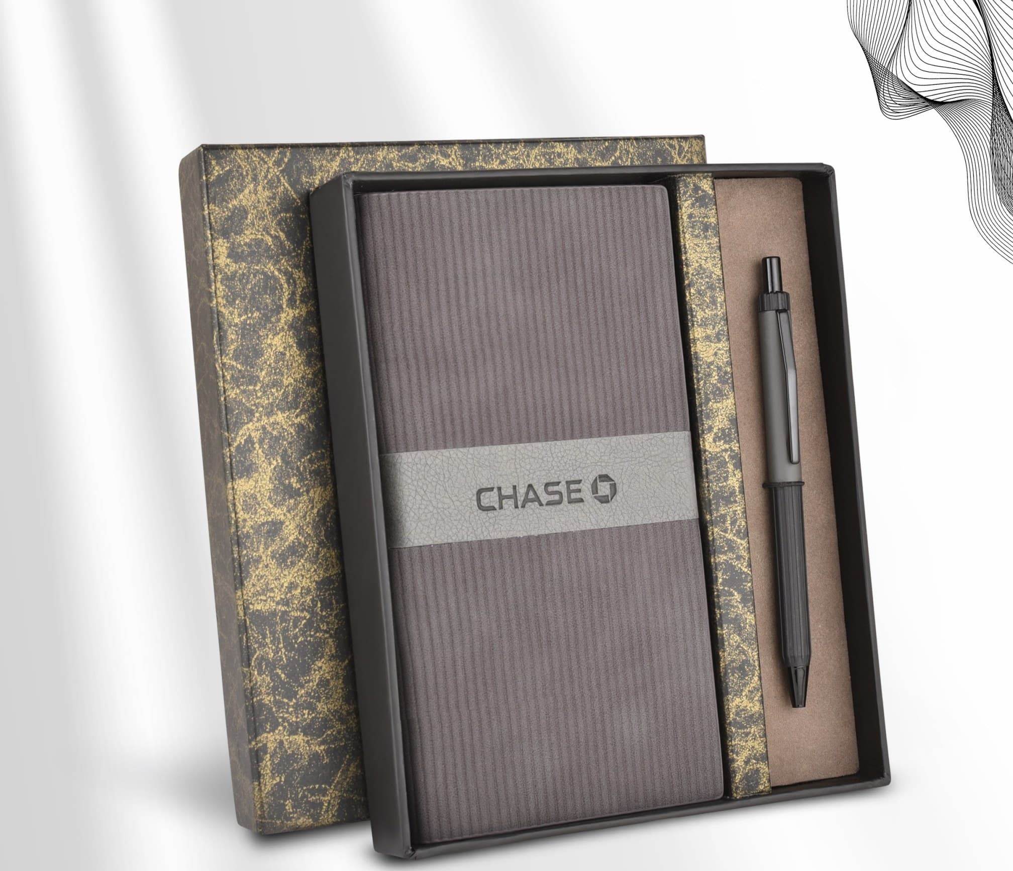 Silver-Banded Notebook & Pen Set
