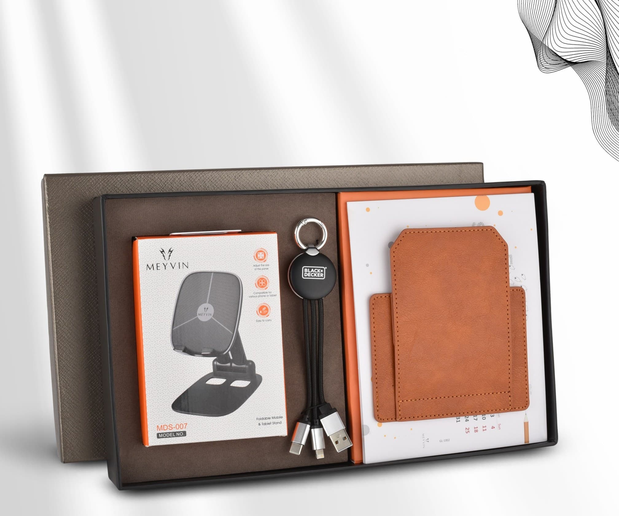 Desk Calendar, Mobile Stand & Charging Cable Set