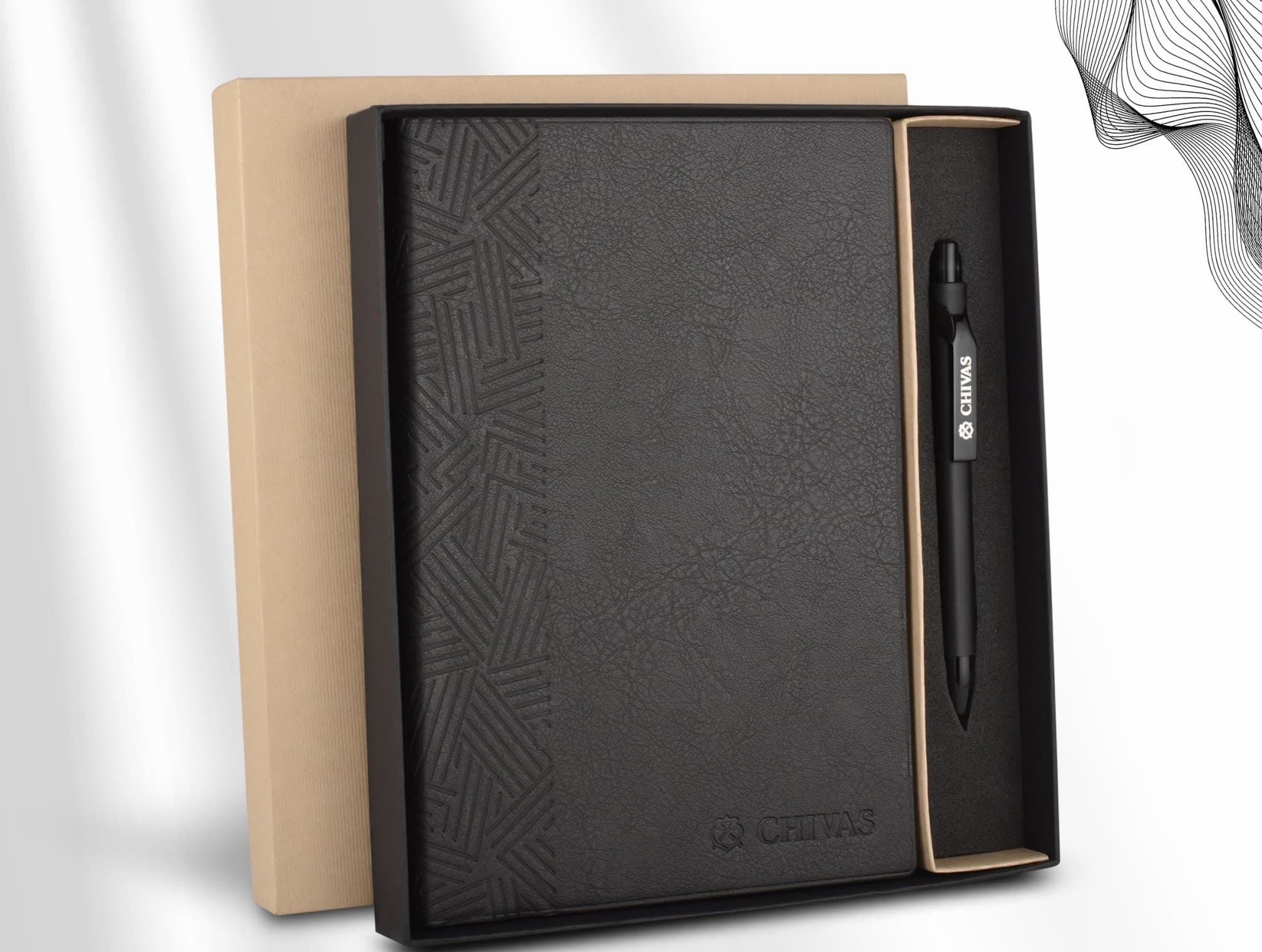 Embossed-Pattern Notebook & Pen Set
