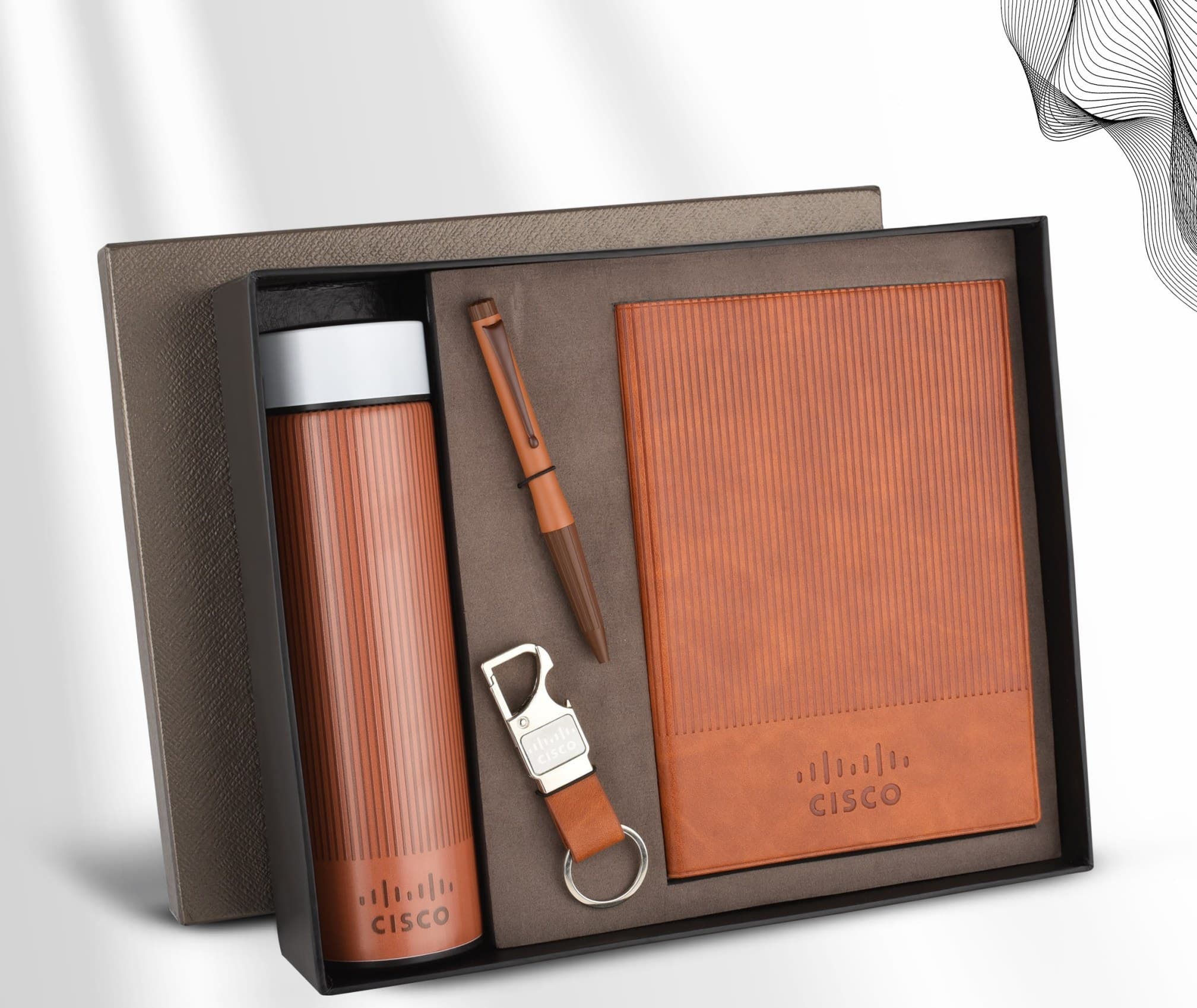 Leatherette Flask Gift Set of Four