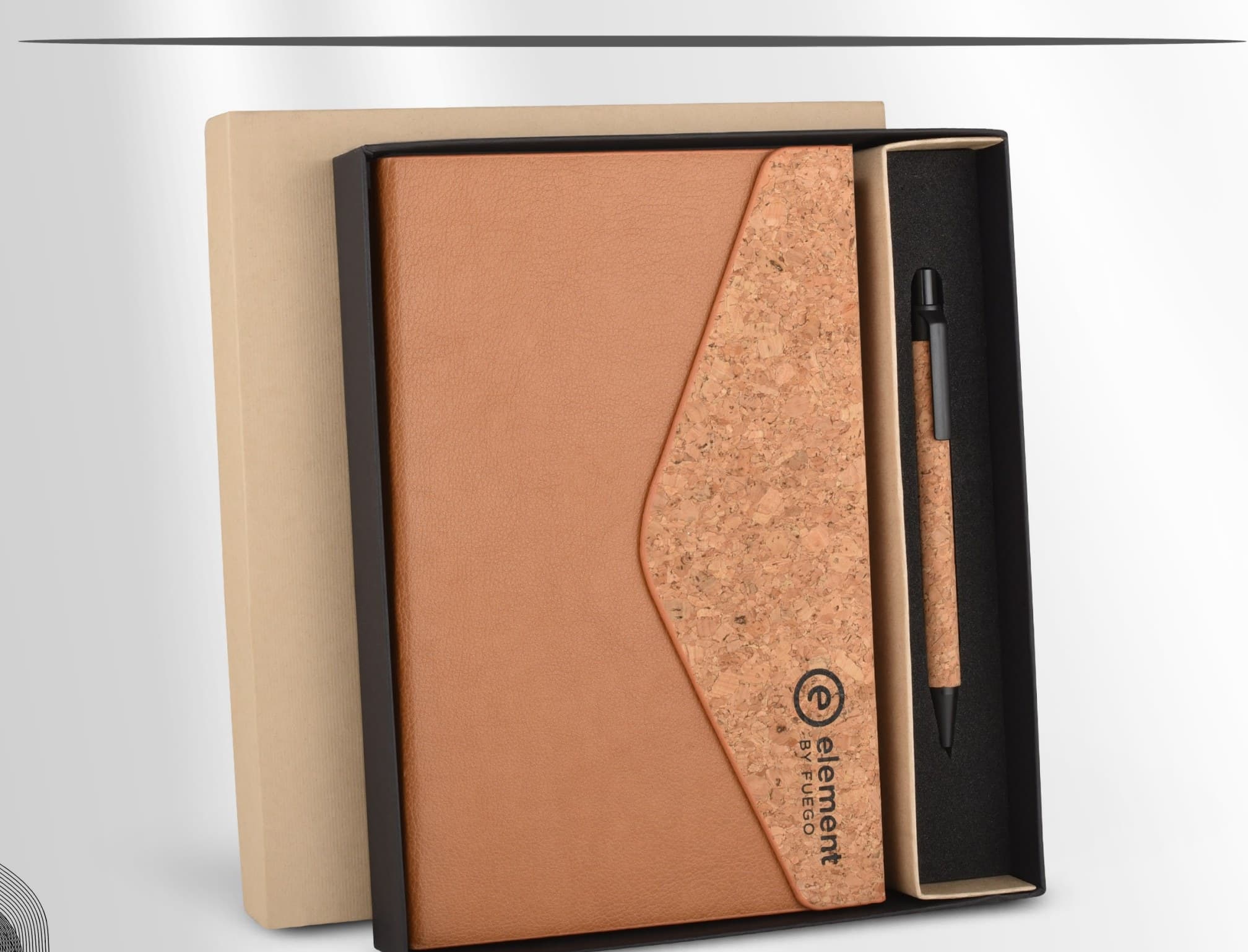 Cork-Flap Notebook & Pen Set