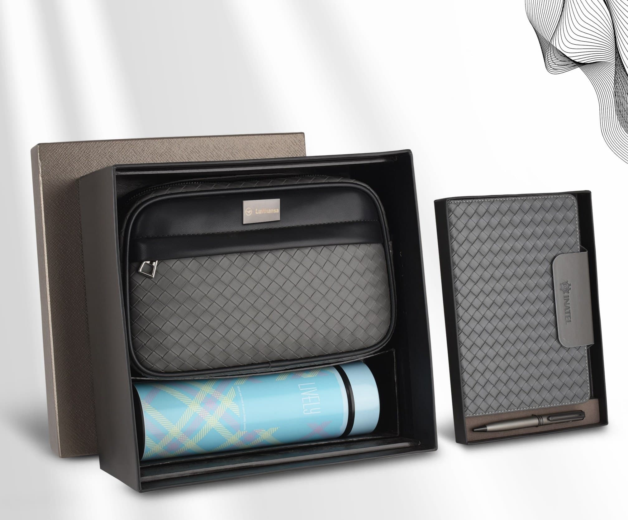 Woven Pouch, Flask & Notebook Set