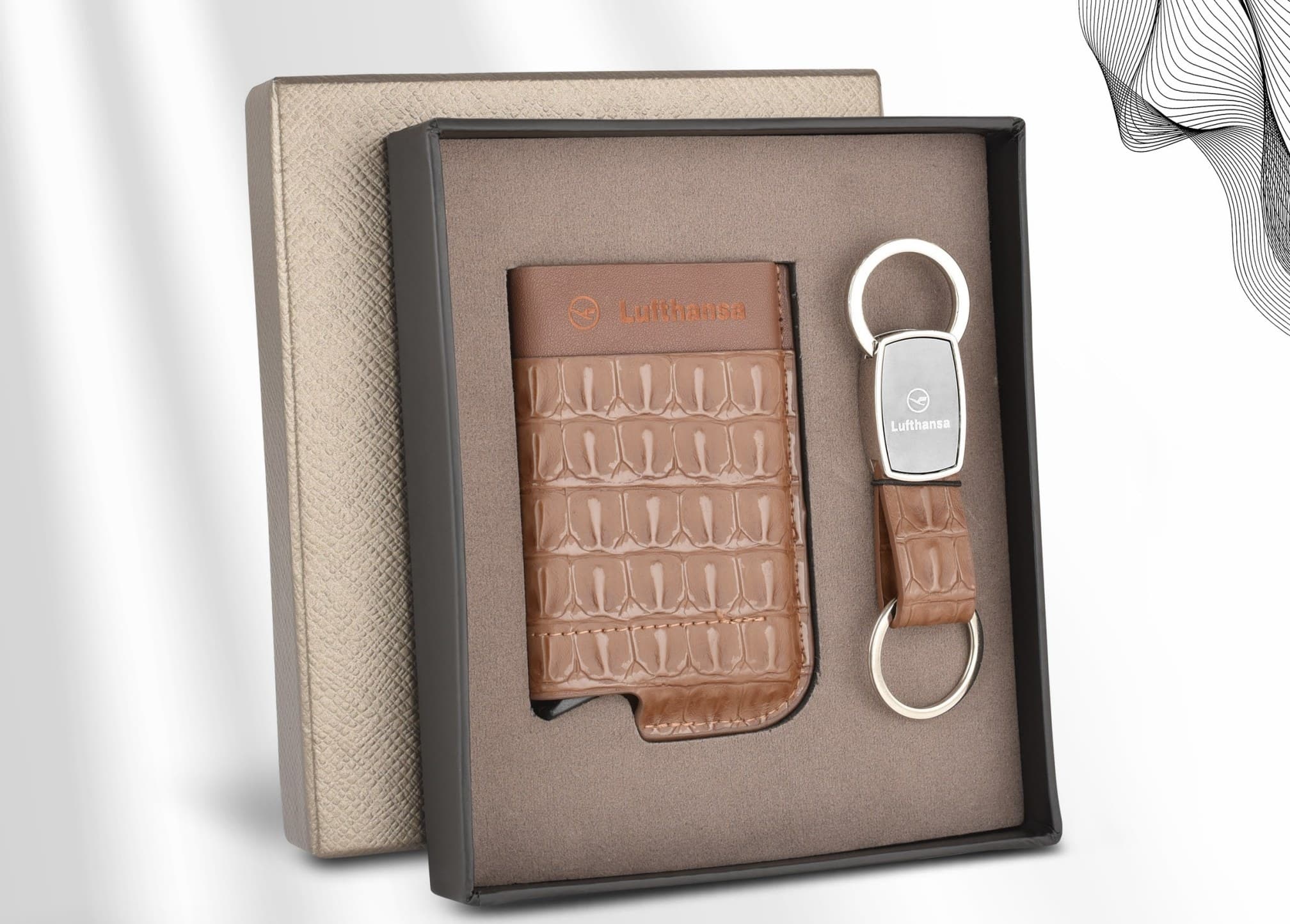 Croc-Grain Card Sleeve & Keychain Set