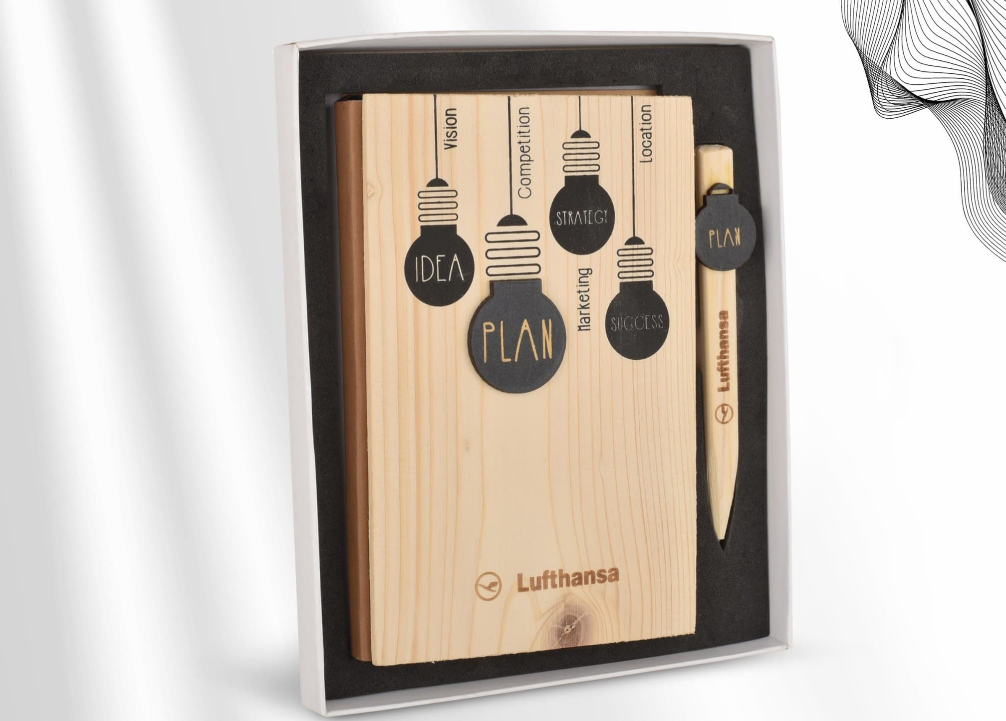 Wooden-Cover Notebook & Pen Set