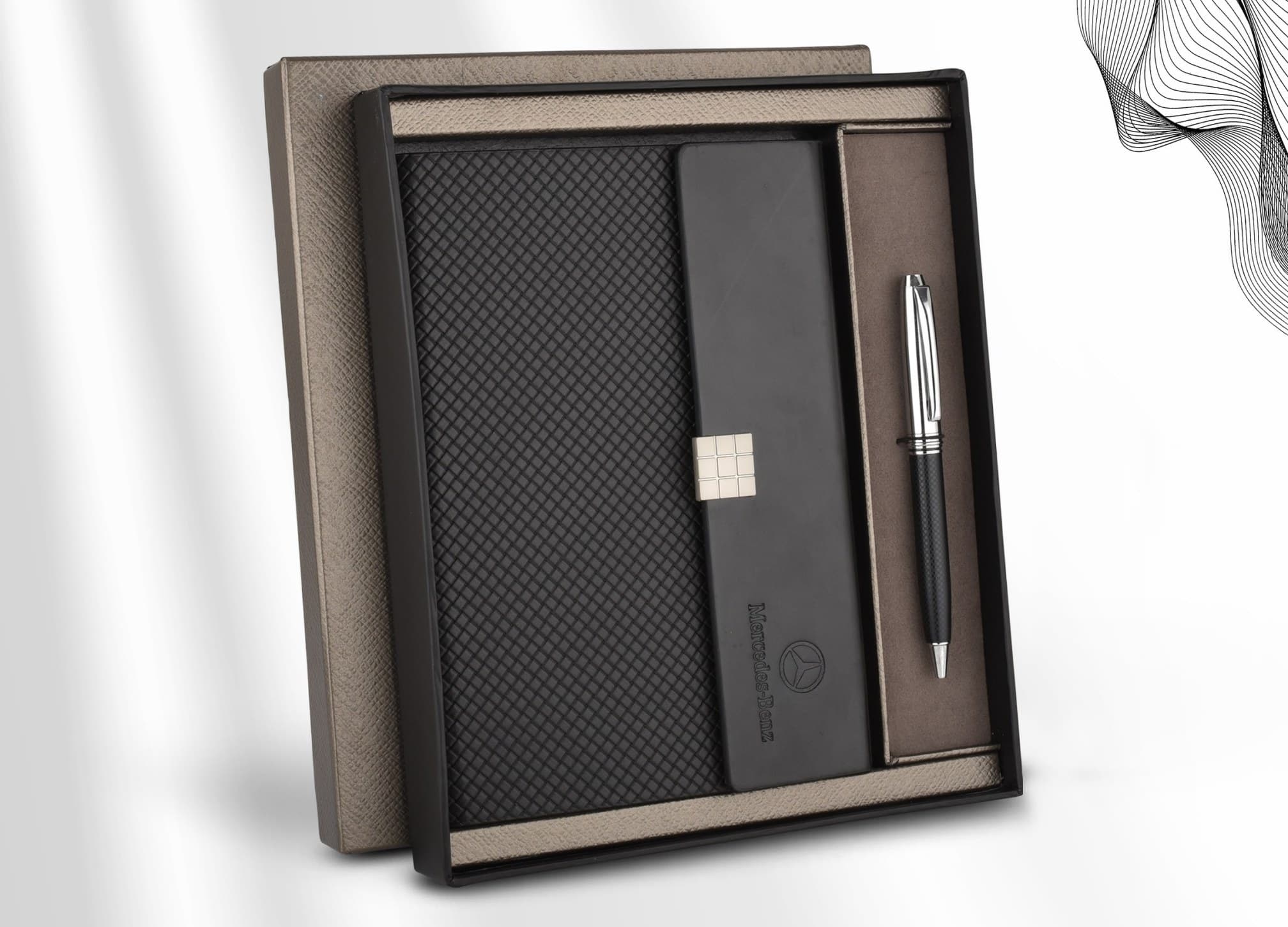 Basketweave Notebook & Pen Set with Flap