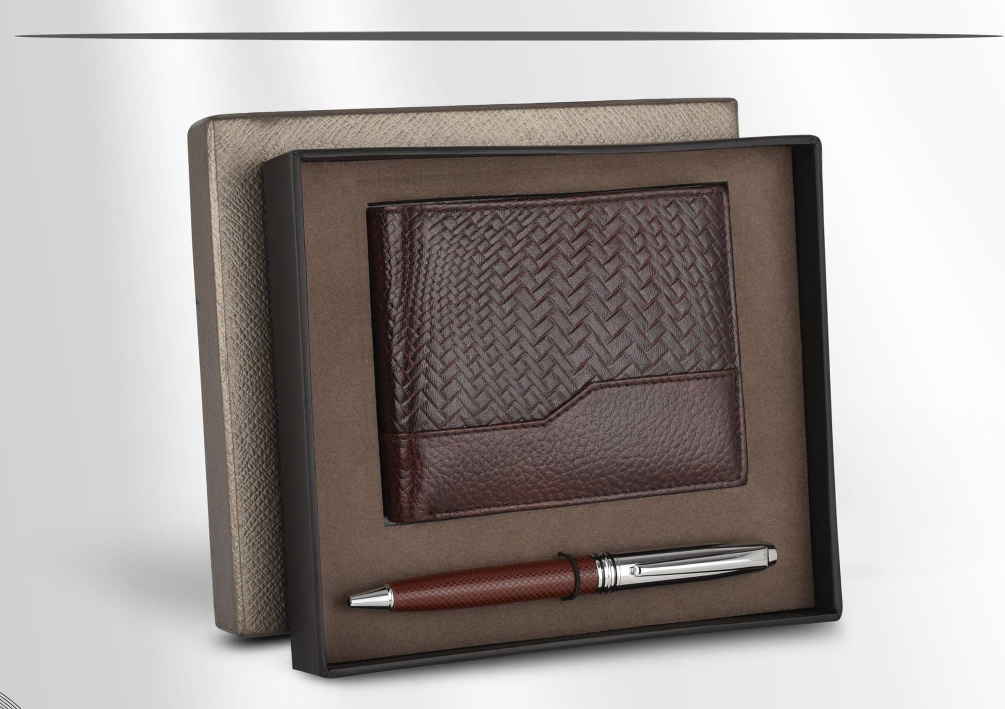 Herringbone Wallet & Pen Set